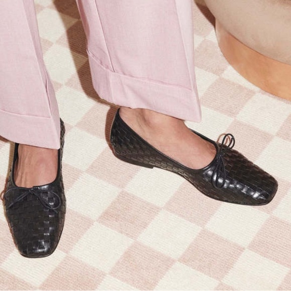 Freda Salvador Shoes - Freda Salvador Jada Square Toe Ballet Flat-  Black Woven - size 7.5